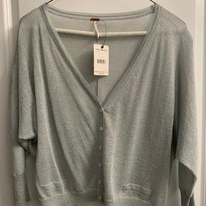 Free People Pseudo-Sheer Metallic Knit Dolman Sleeve Cardigan Womens Size M